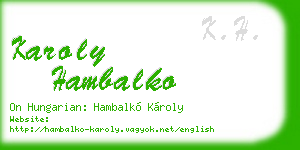 karoly hambalko business card