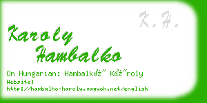 karoly hambalko business card